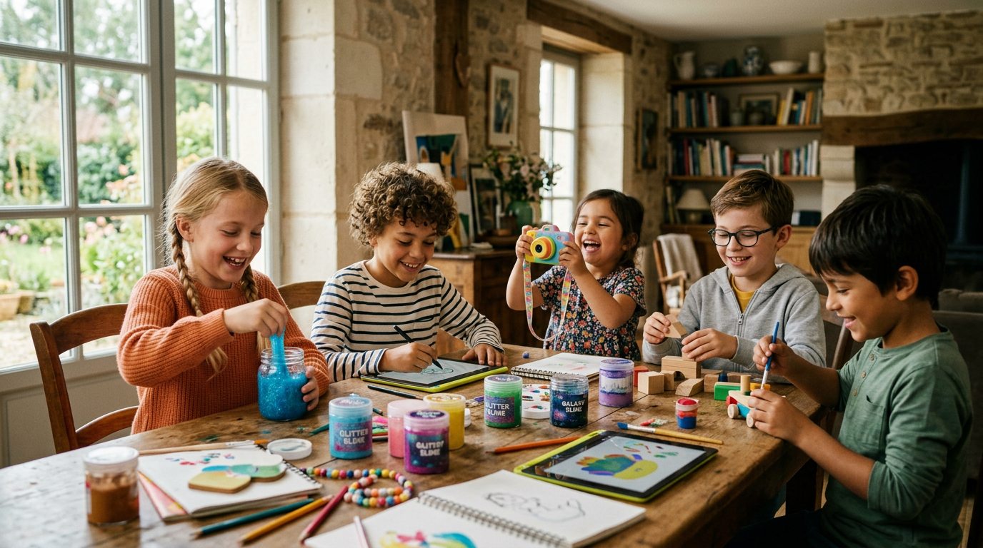 Enfants entourés de jouets créatifs Canal Toys